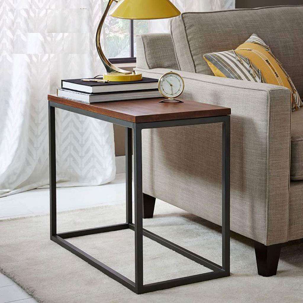 Iron Frame Solid Wood Bedside Table for Living Room - Furnishiaa -  -